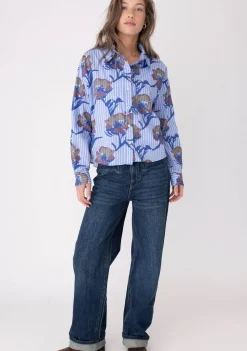 Blouses>ANNA BLUE BLOUSE Blauw