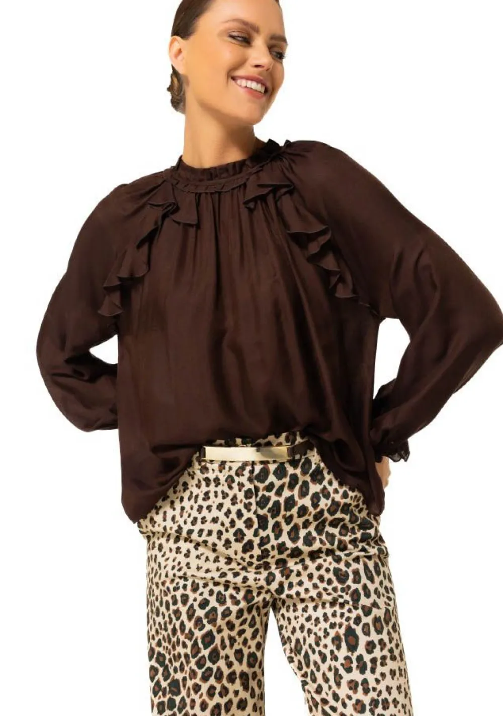 Blouses>CAROLINE BISS BLOUSE Bruin