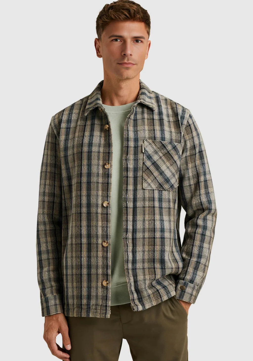 Overhemden>CAST IRON OVERHEMD Grijs