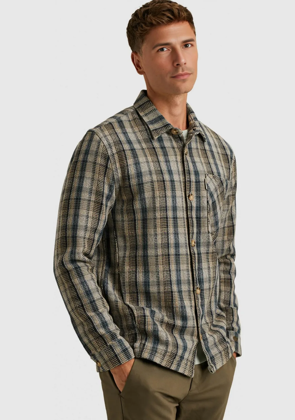 Overhemden>CAST IRON OVERHEMD Grijs