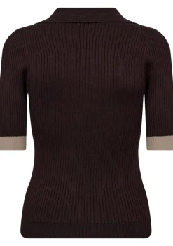 Truien>CO'COUTURE TRUI KORTE MOUW Bruin