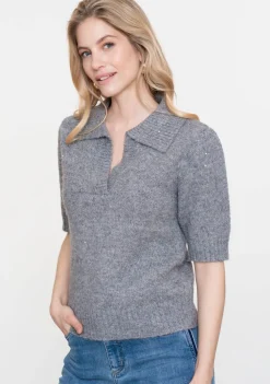 Truien>GEISHA TRUI KORTE MOUW Grijs