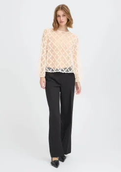 Blouses>ICHI BLOUSE Beige