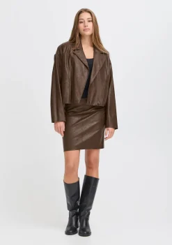 Blazers & Jasjes|Jassen>ICHI LEER/SUEDE JACK Bruin