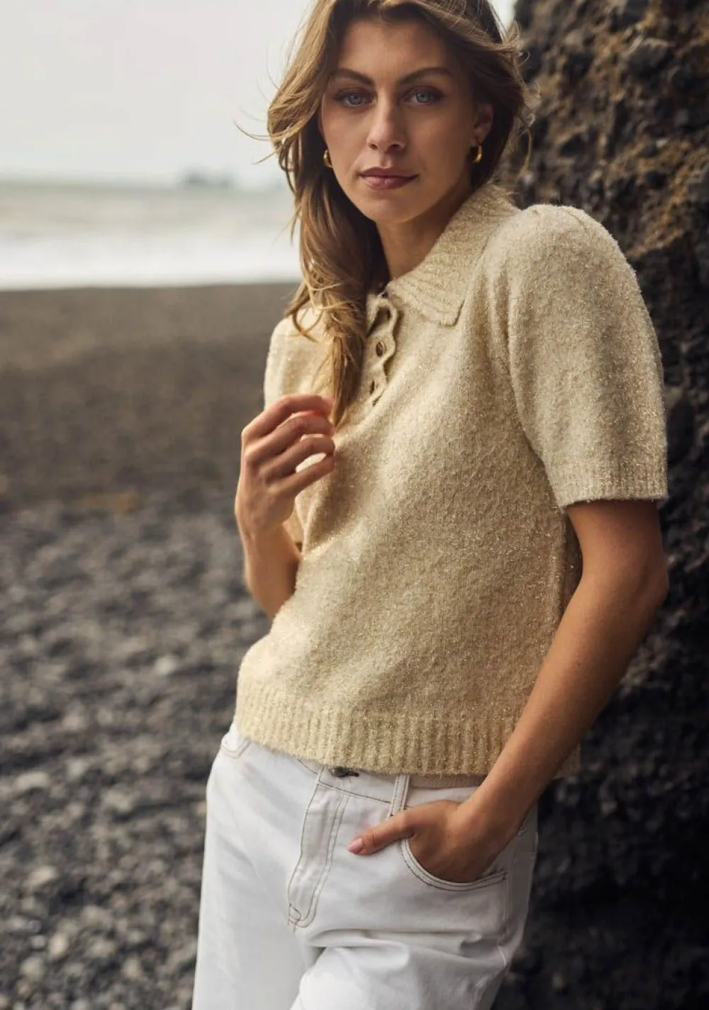 Truien>NUKUS TRUI KORTE MOUW Beige