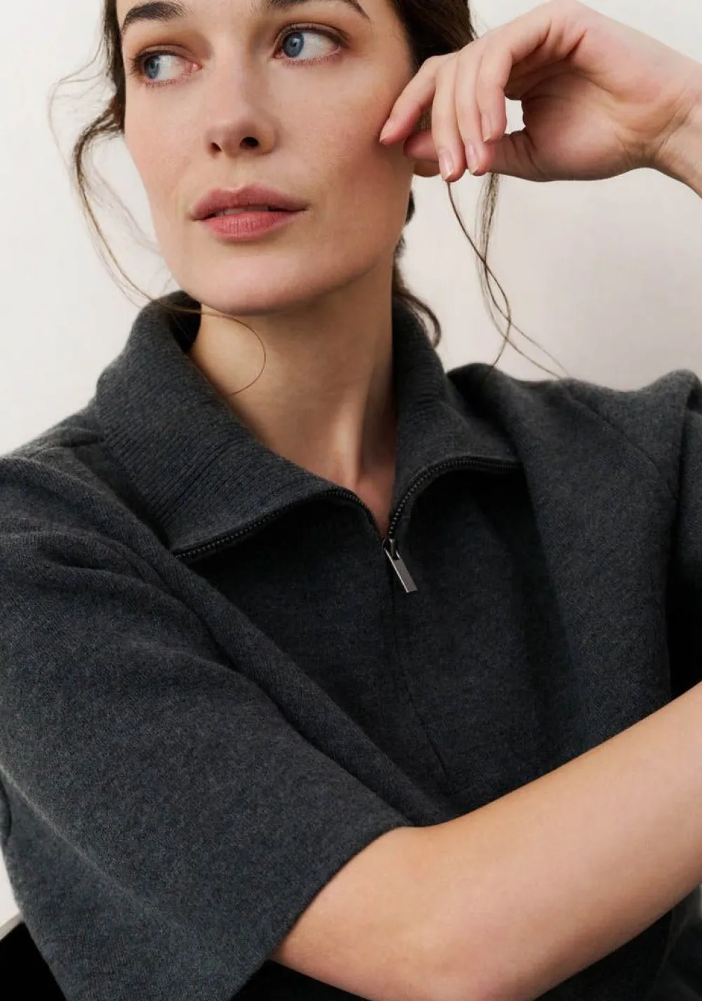 Truien>YAYA TRUI KORTE MOUW Grijs